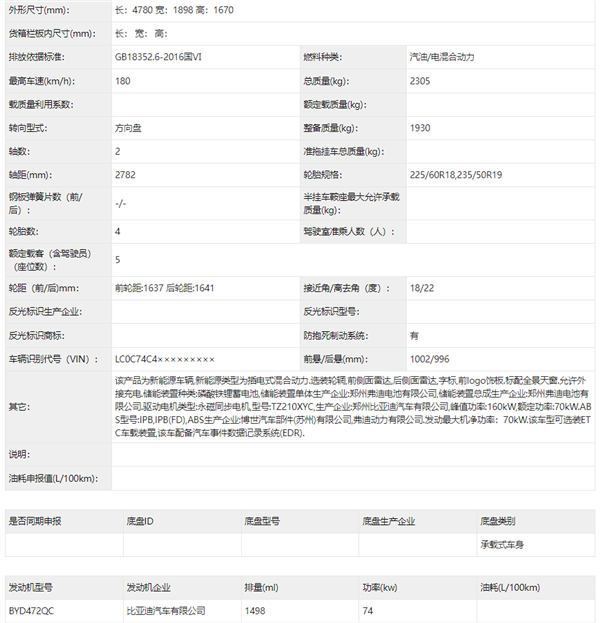 比亞迪再扔重磅炸彈 全新宋L DM-i申報(bào)：第五代DM混動(dòng)加持