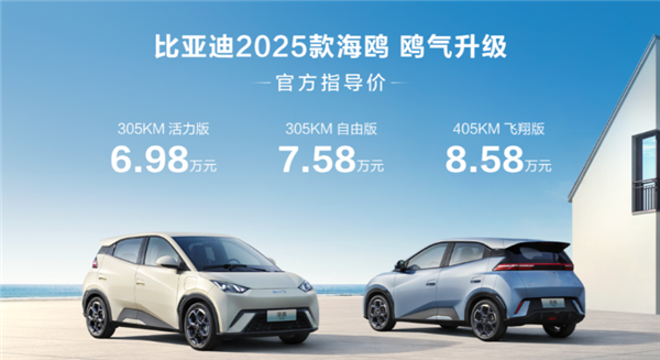 通勤神車再次更新！比亞迪2025款海鷗正式上市：售6.98萬元起